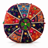 Cojin de Suelo Patchwork Celeste Redondo Extra Grande