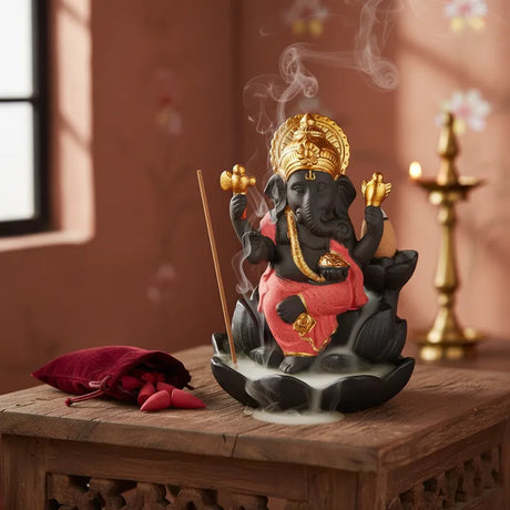 Porta Incienso Cascada Ganesha Rojo