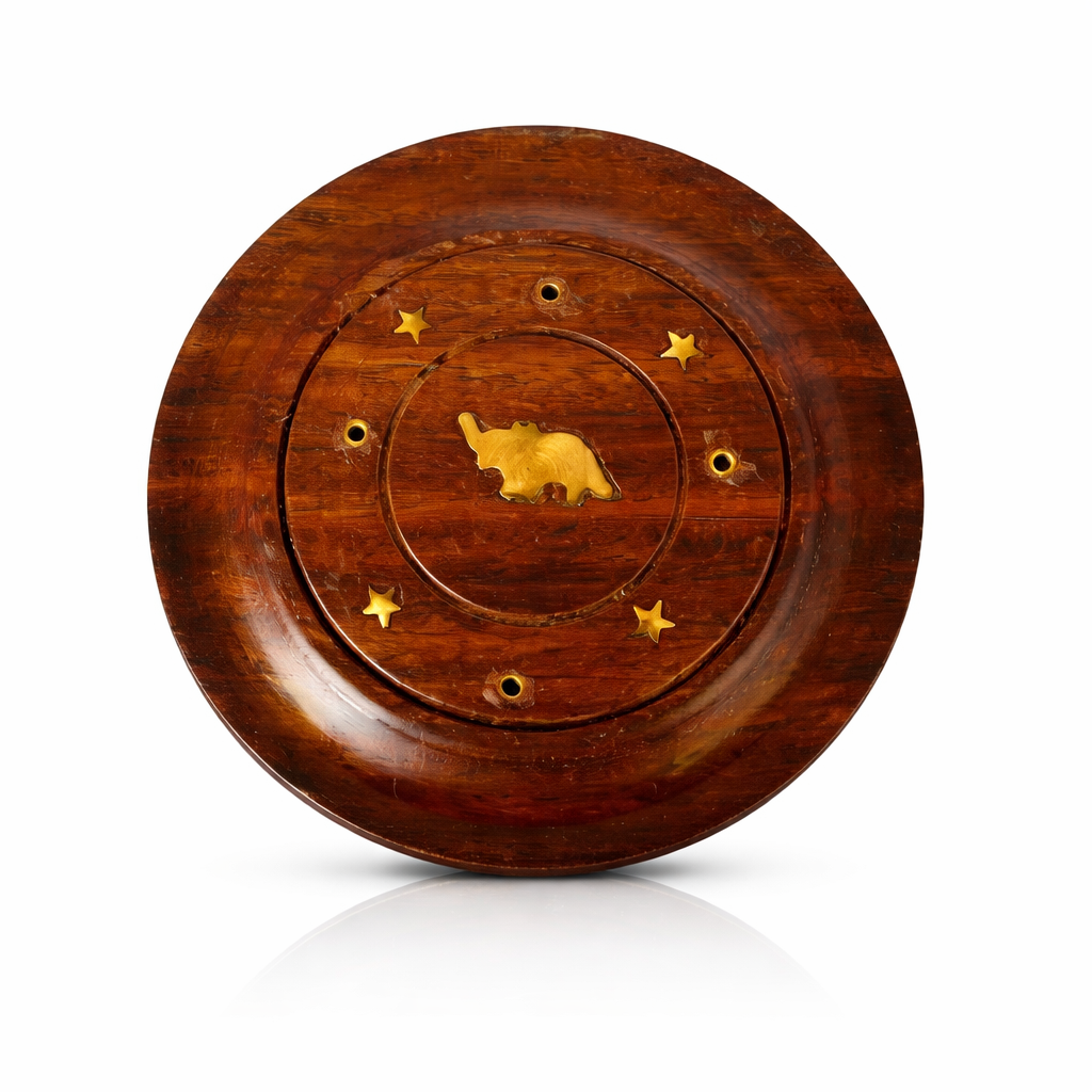 Porta Incienso Redondo de Madera Elefante