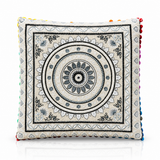 Cojin Boho Gris Cuadrado Chico