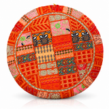 Cojin de Suelo Patchwork Naranja Redondo Extra Grande