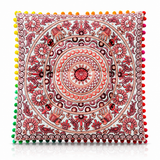 Cojin Boho Rosado Cuadrado Chico