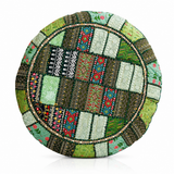 Cojin de Suelo Patchwork Verde Redondo Extra Grande
