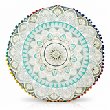Cojin Boho Verde Redondo Grande