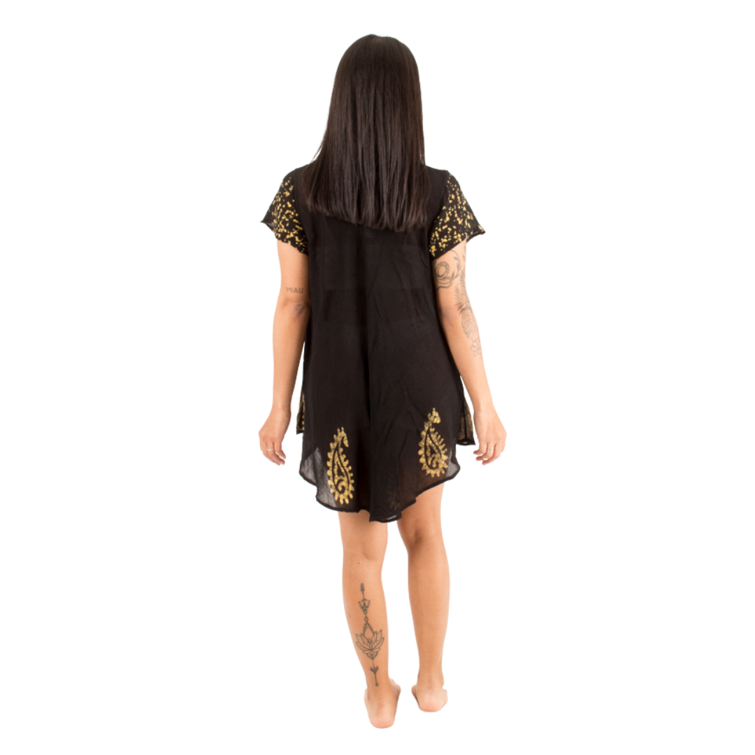 Blusa/Vestido  Devamati Negro con Amarillo