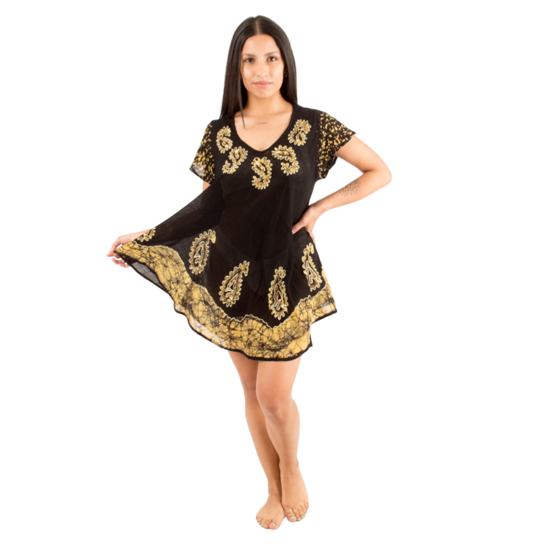 Blusa/Vestido  Devamati Negro con Amarillo