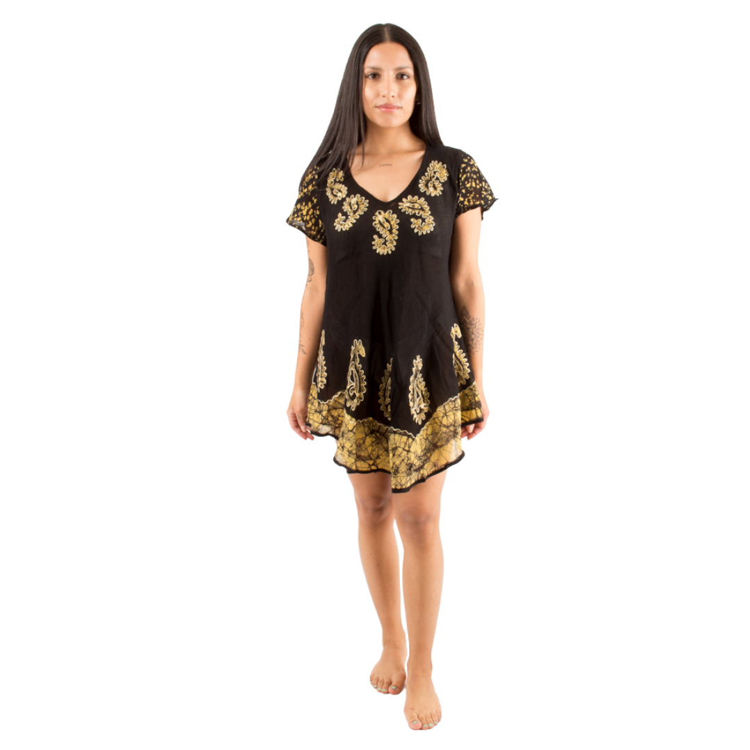 Blusa/Vestido  Devamati Negro con Amarillo