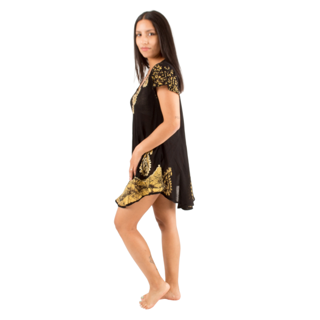 Blusa/Vestido  Devamati Negro con Amarillo