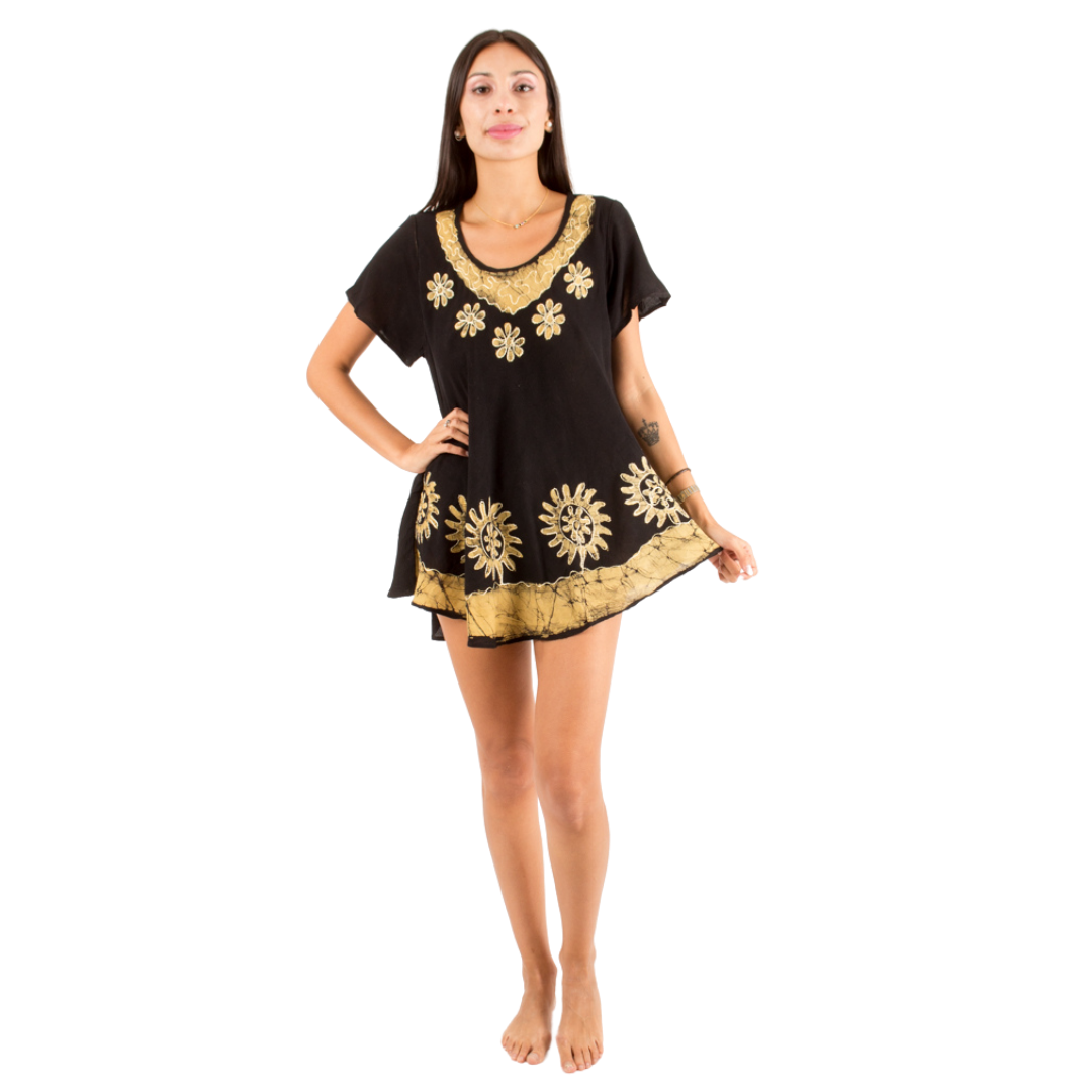 Blusa/Vestido Deepti Negra con Amarillo