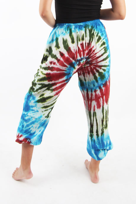 Pantalón Teñido Tricolor Bombacho Celeste - Café