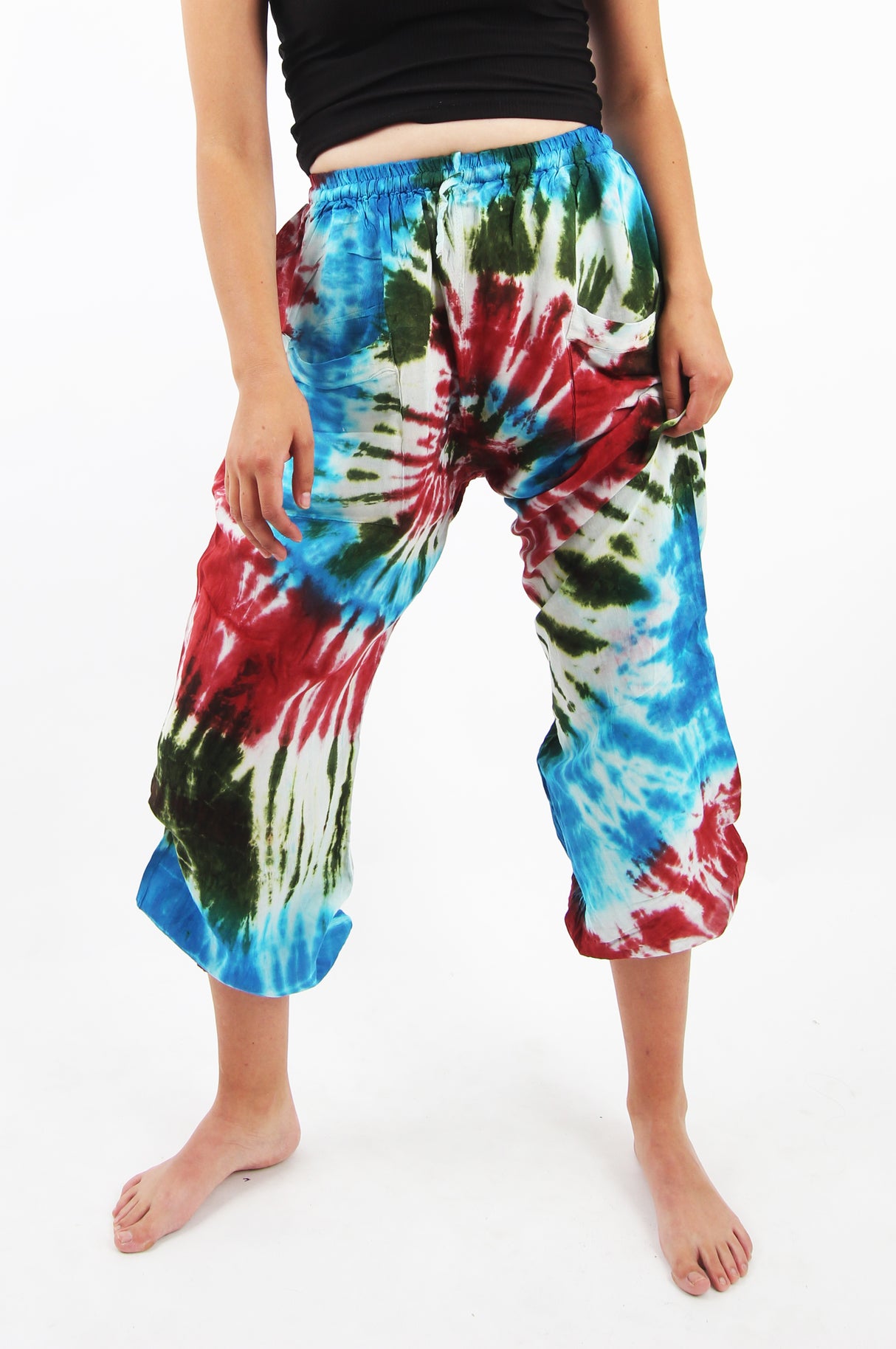 Pantalón Teñido Tricolor Bombacho Celeste - Café