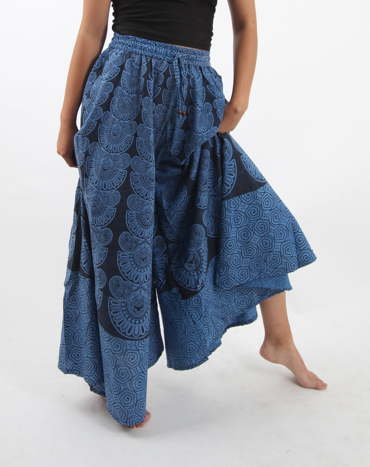 Pantalón Palazzo Azul Estampado Completo