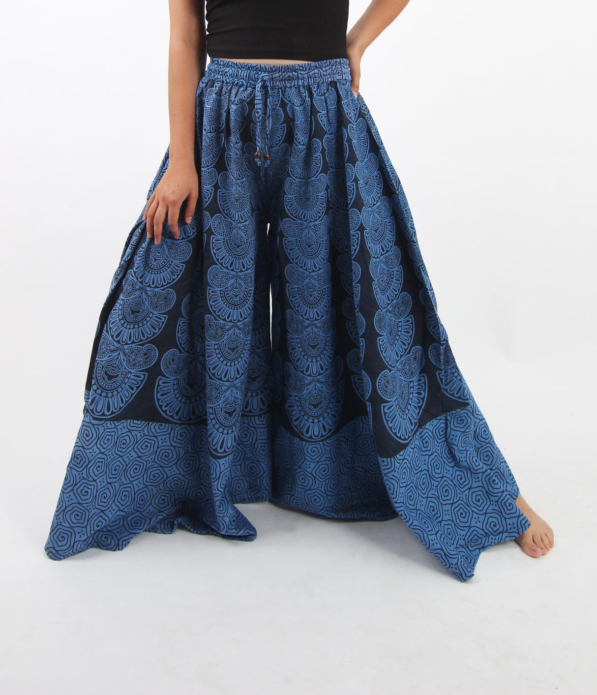 Pantalón Palazzo Azul Estampado Completo