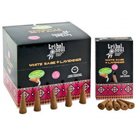 Incienso Cascada Salvia Blanca + Lavanda 120 Conos - Tribal Soul