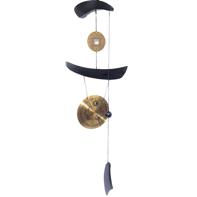 Campana de Viento Gong Chica con Dragones Black
