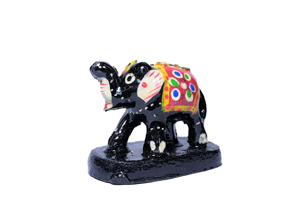 Porta incienso pintado a mano Elefante Negro