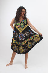 Vestido Pintado a Mano Negro - Dorado