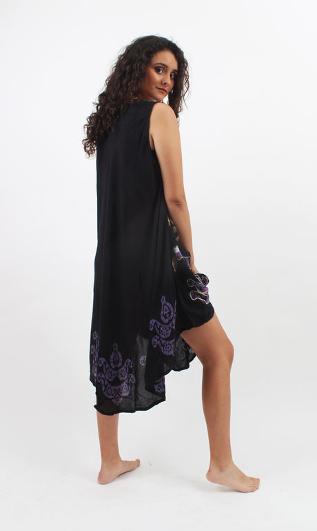 Vestido Pintado a Mano Negro - Morado