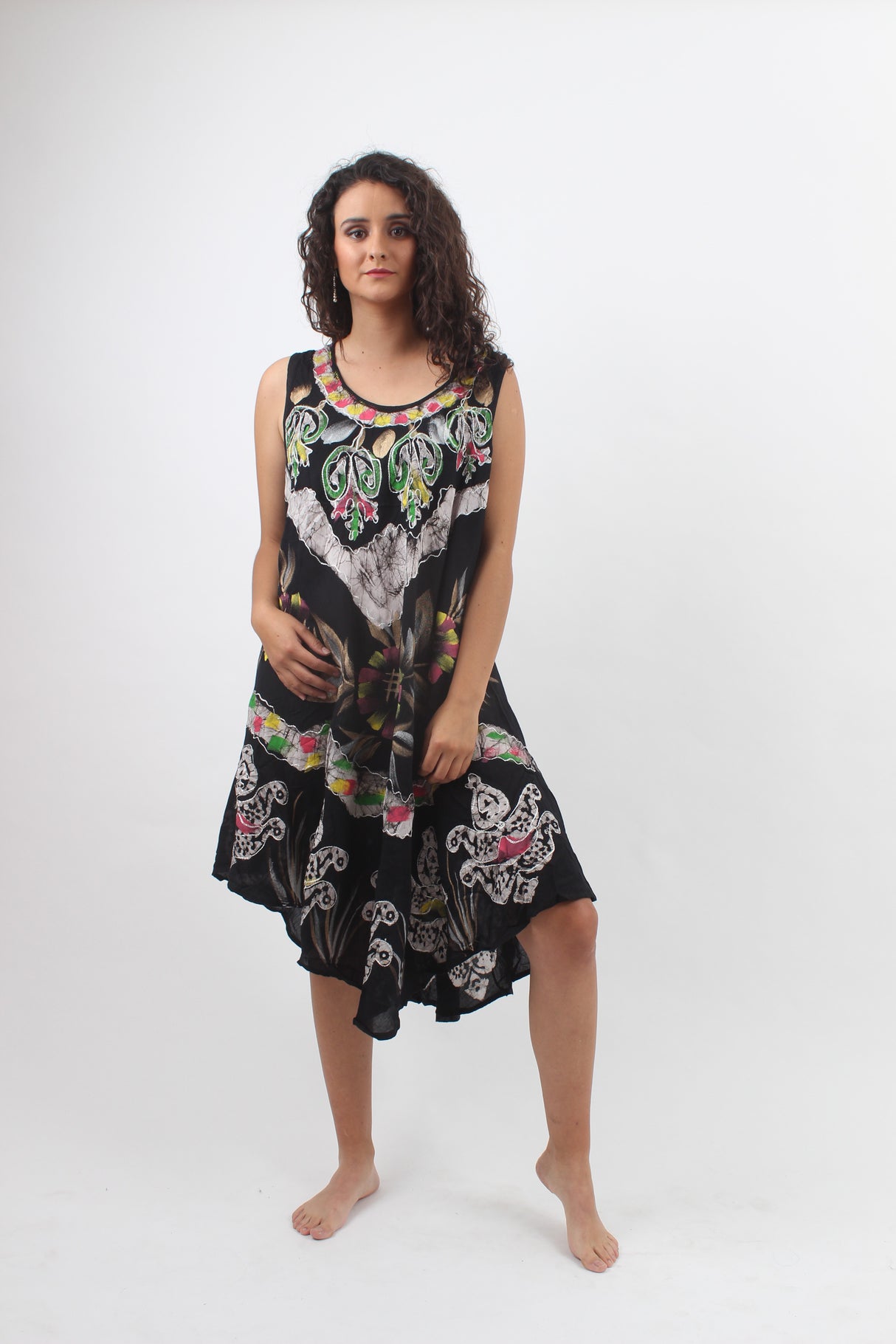 Vestido Pintado a Mano Negro - Plateado