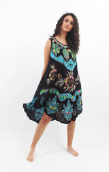 Vestido Pintado a Mano Negro - Celeste