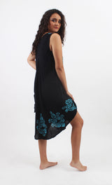 Vestido Pintado a Mano Negro - Celeste