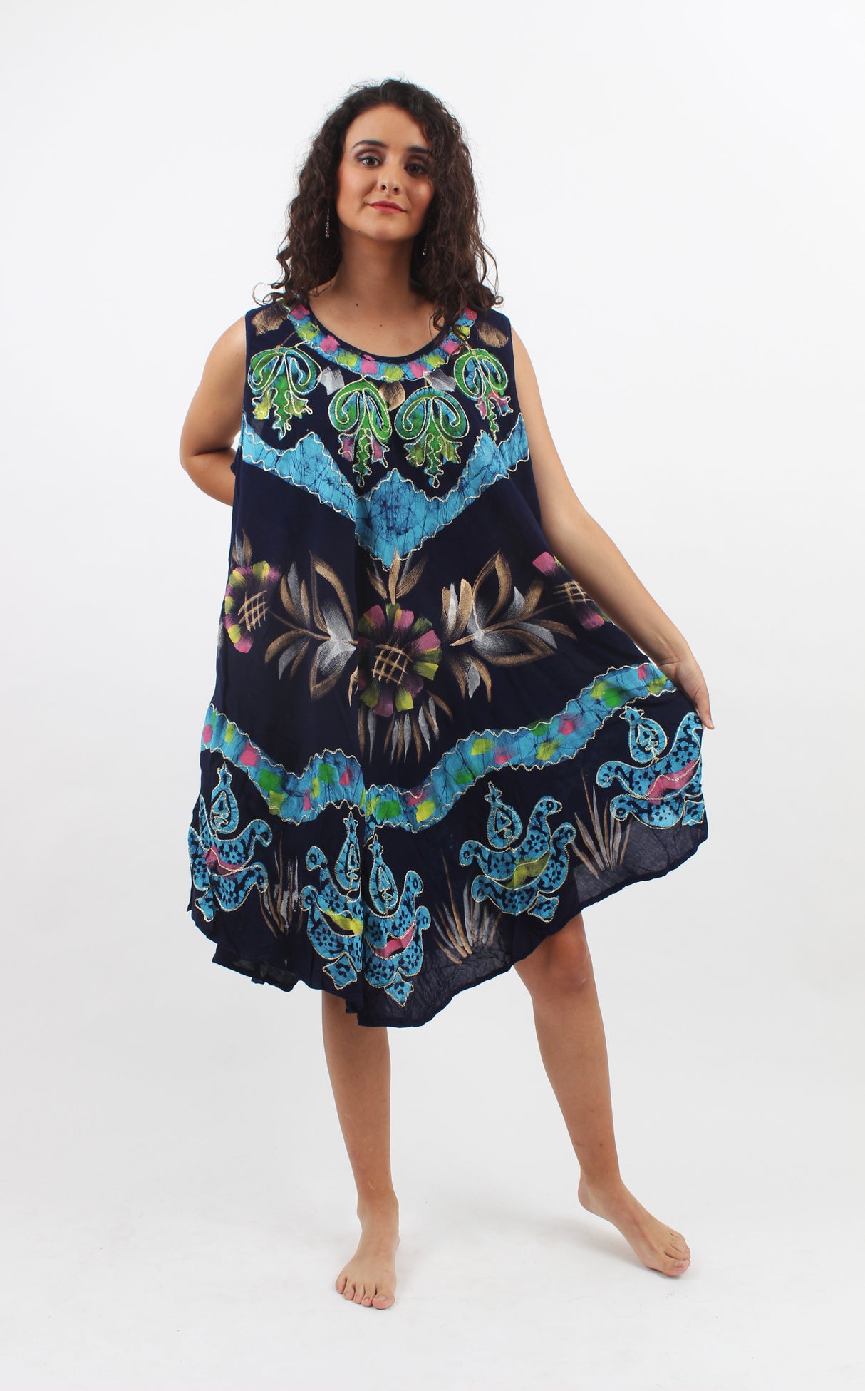 Vestido Pintado a Mano Azul - Celeste