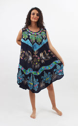 Vestido Pintado a Mano Azul - Celeste