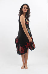 Vestido Pintado a Mano Negro - Rojo