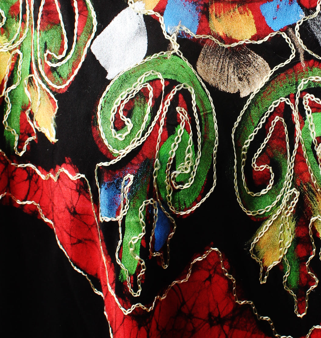 Vestido Pintado a Mano Negro - Rojo