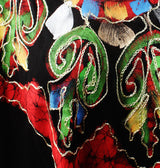 Vestido Pintado a Mano Negro - Rojo