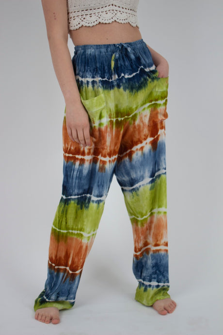Pantalon Teñido Tricolor Azul - Verde