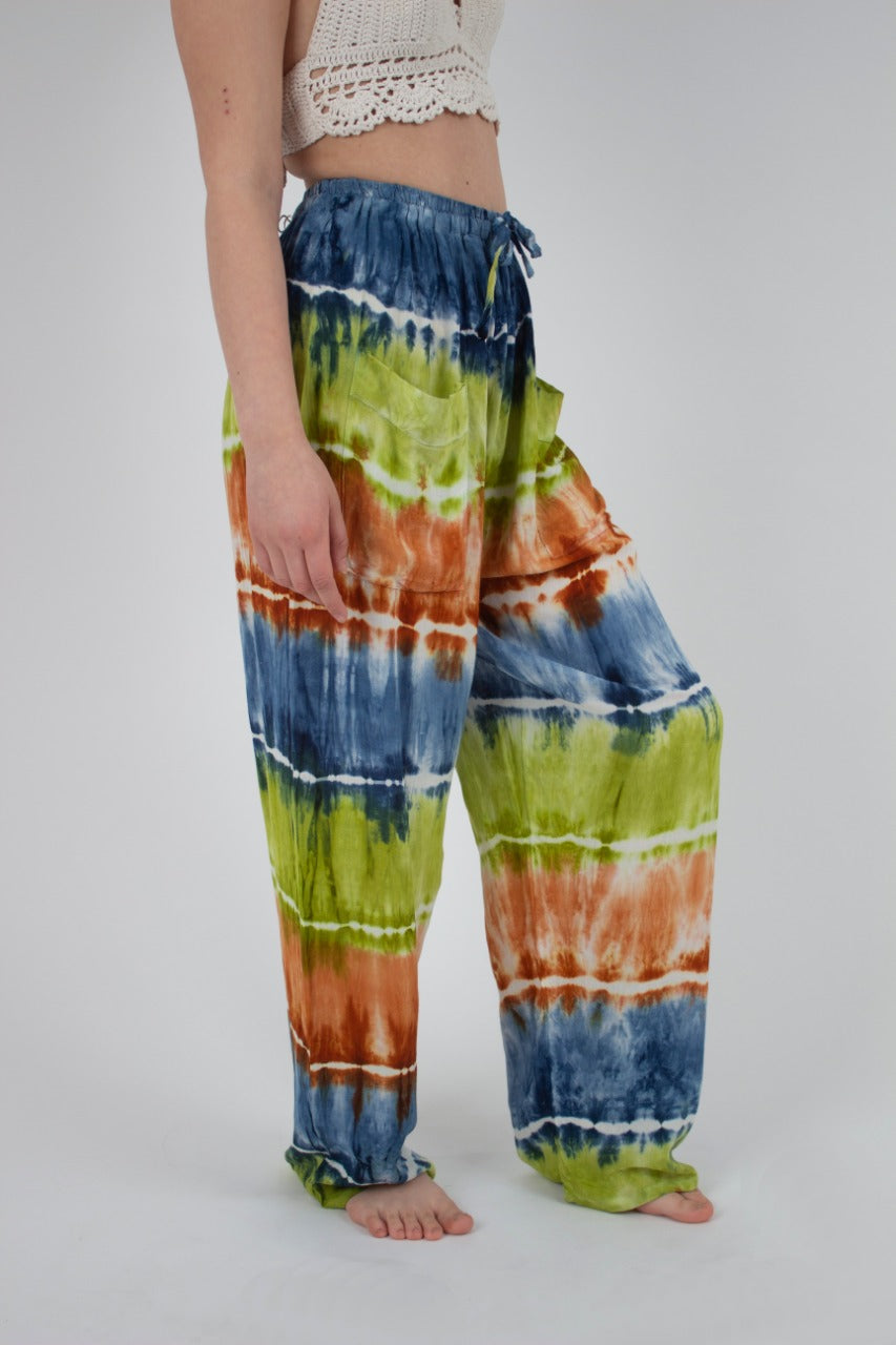 Pantalon Teñido Tricolor Azul - Verde