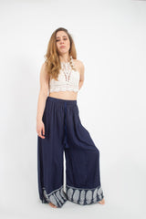 Pantalon Palazzo Azul Estampado Inferior