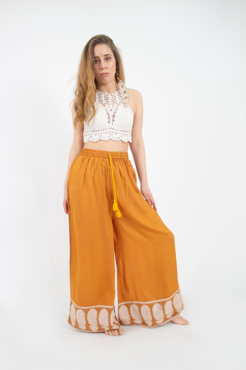 Pantalon Palazzo Mostaza
