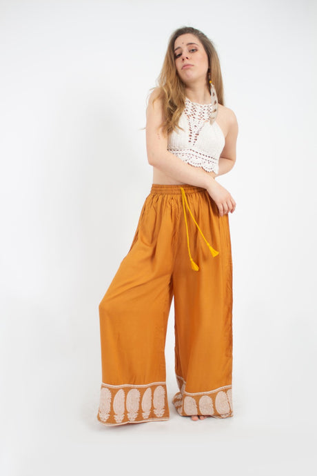 Pantalon Palazzo Mostaza