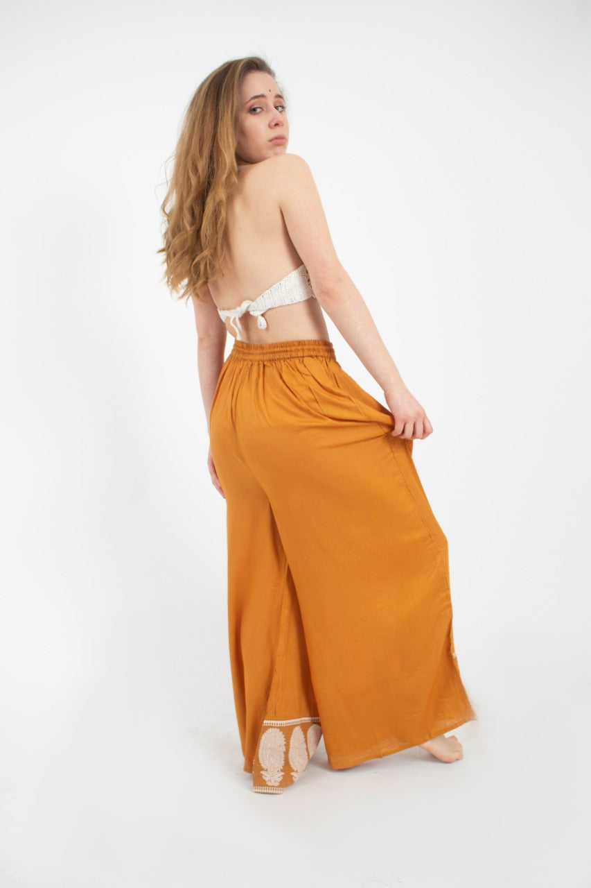 Pantalon Palazzo Mostaza