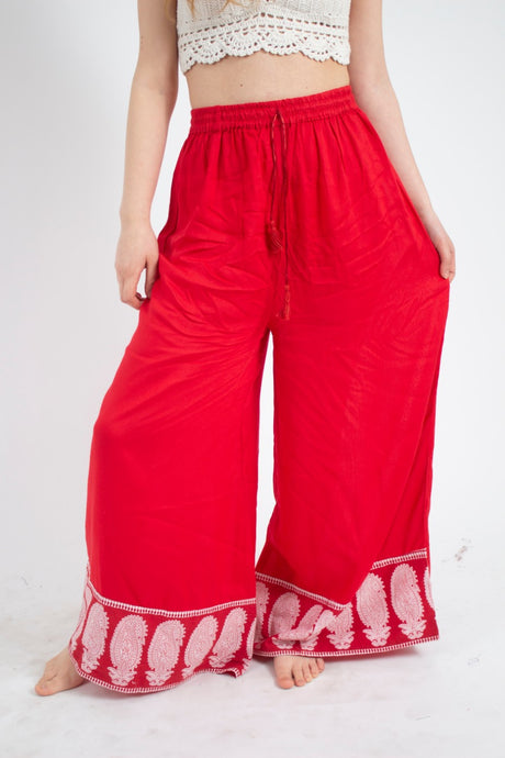 Pantalon Palazzo Rojo Estampado Inferior