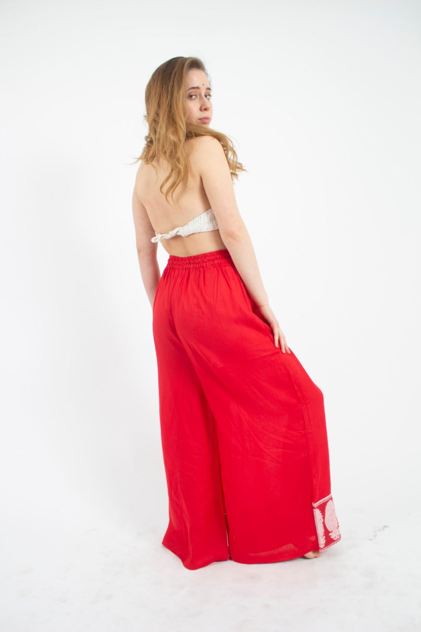 Pantalon Palazzo Rojo Estampado Inferior