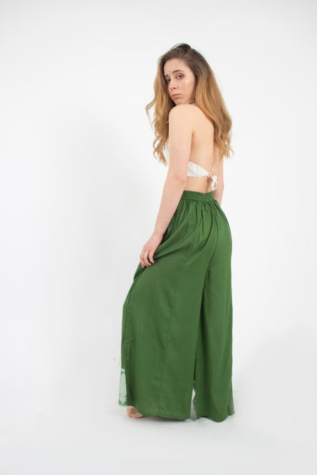 Pantalon Palazzo Verde Estampado Inferior