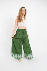 Pantalon Palazzo Verde Estampado Inferior