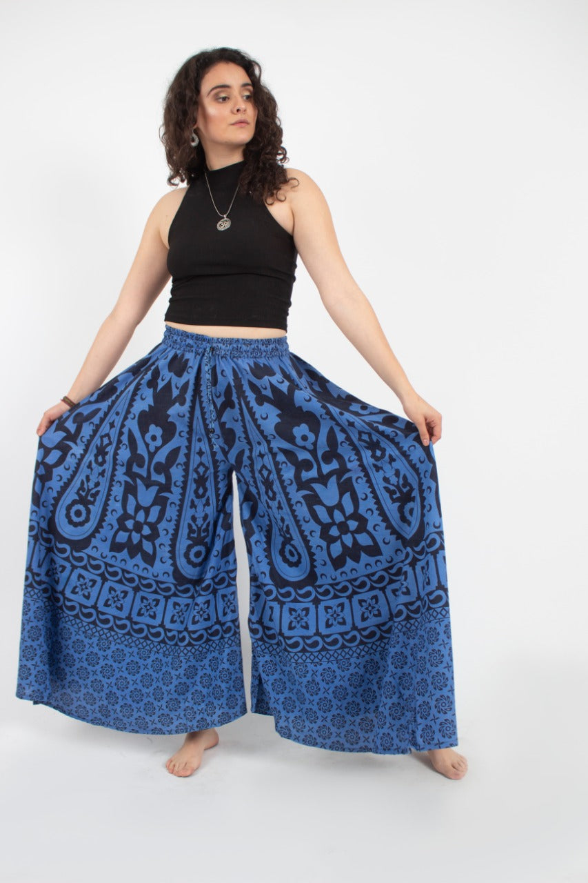 Pantalon Palazzo Azul Estampado