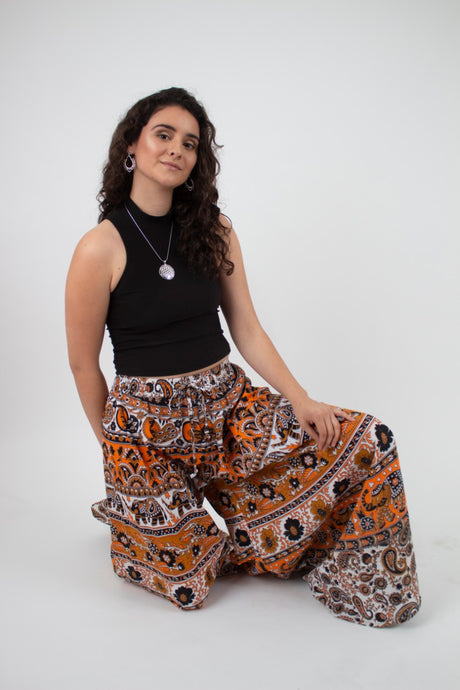 Pantalon Palazzo Naranjo Estampado