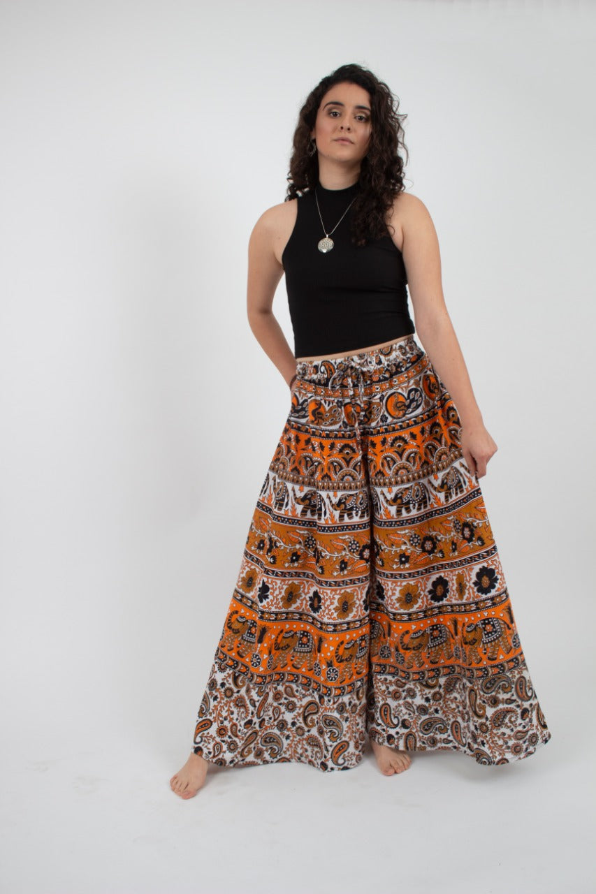 Pantalon Palazzo Naranjo Estampado