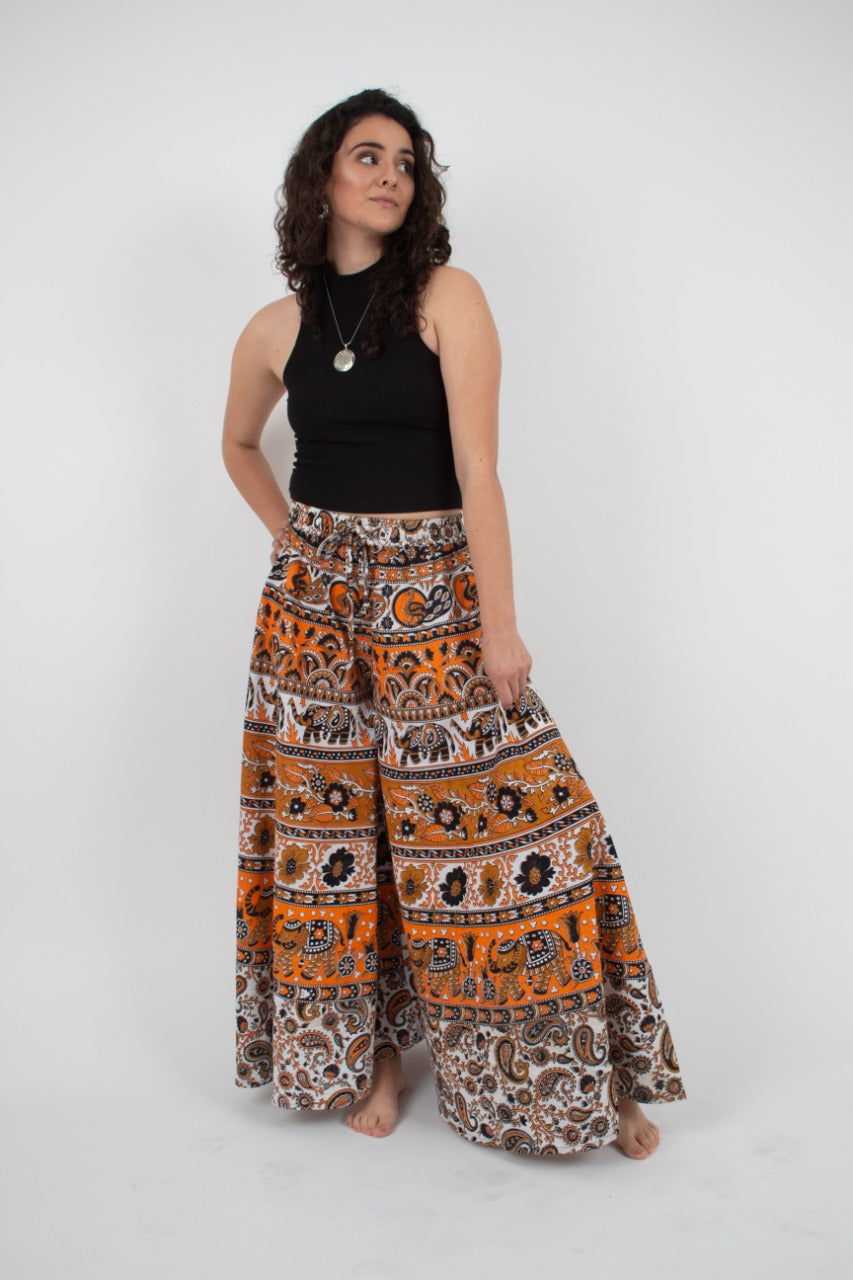 Pantalon Palazzo Naranjo Estampado