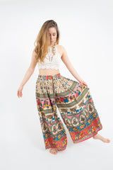 Pantalon Palazzo Estampado Completo Naranjo