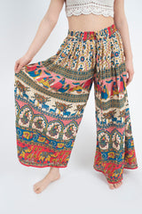 Pantalon Palazzo Estampado Completo Naranjo