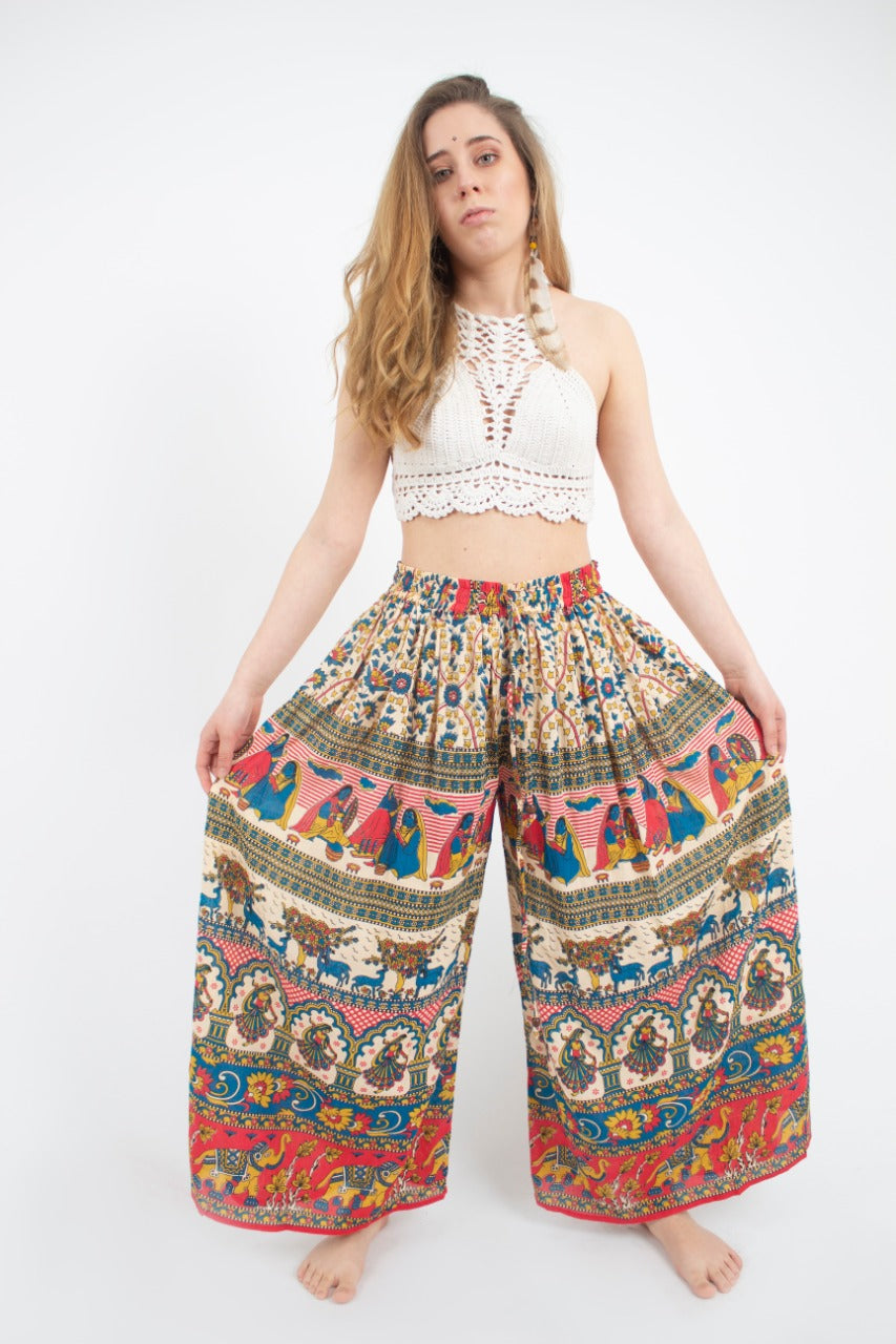 Pantalon Palazzo Estampado Completo Naranjo