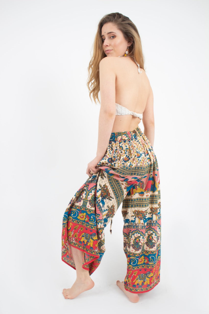 Pantalon Palazzo Estampado Completo Naranjo