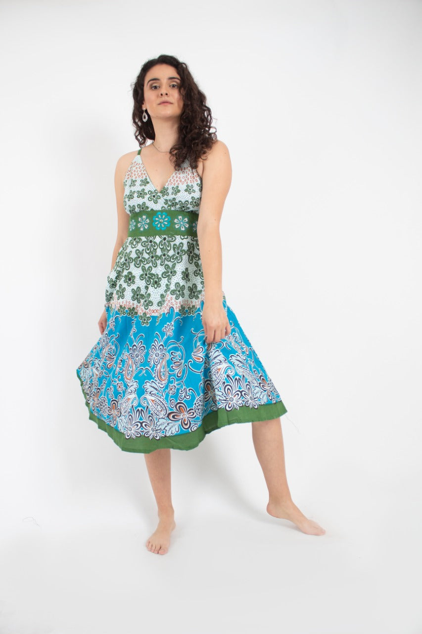 Vestido estampado verde