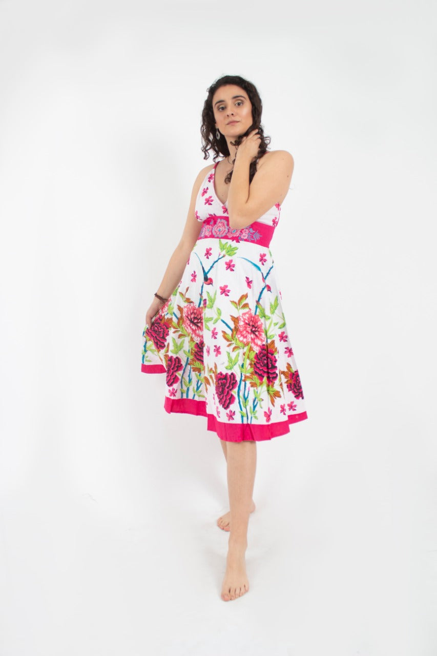 Vestido estampado rosado